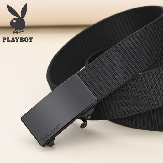 Playboy belt men's toothless inner wear automatic buckle woven belt canvas punch-free casual pants belt birthday gift middle-aged