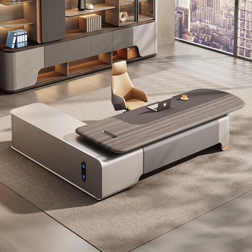 Jiazhi Boss Desk Simple Modern Leadership Executive Desk President Desk Chairman's Office Light Luxury Office Desk and Chair Combination E0 Micron Level New Technology 3.2 Meter Single Cabinet