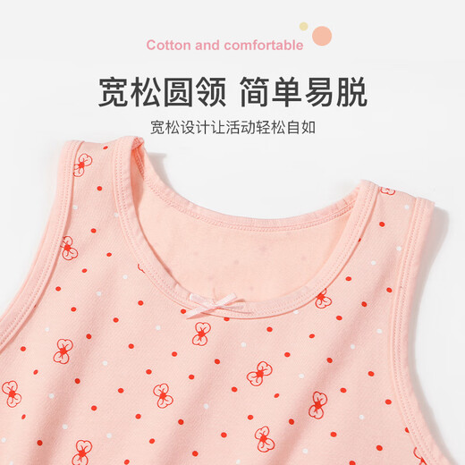 Catman children's pure cotton vests for boys and girls with inner T-shirts for spring and summer babies and summer belly-protecting bottoming underwear for primary school students. Butterfly Heart Language - Girls 3 pieces 140 (recommended weight 40-50Jin [Jin equals 0.5kg])