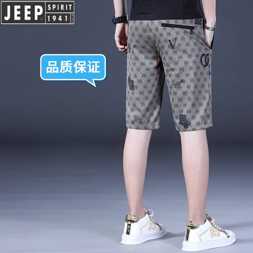 Jeep (Jeep) Internationale Marke Summer Casual Shorts Männer Eis Seidenmänner mittelschlägen fünf Punkten Hose Casual Hosen 2025 neue geschnittene Hosen JS-1585 Black (einteilige) 29: [Empfohlen 110-119jin [Jin gleich 0,5 kg]]