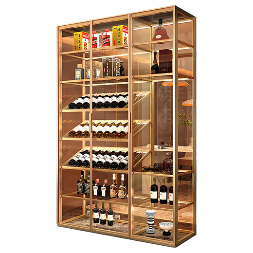 Double customized light luxury wine cabinet aluminum alloy cabinet simple modern red wine cabinet customized for home living room size can be customized with deposit double door