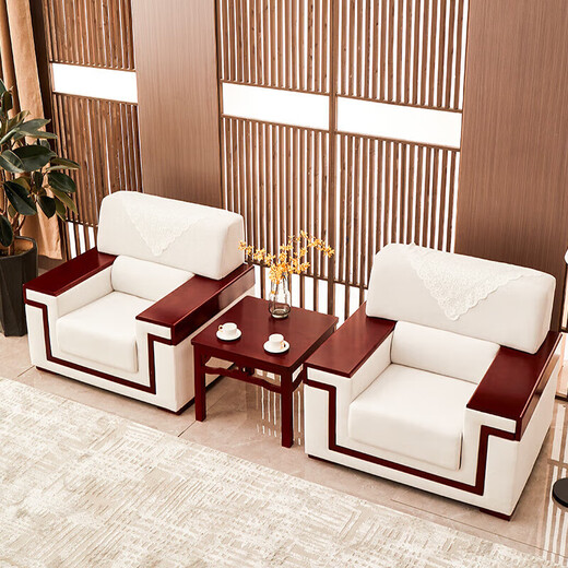 Qingzhai Conference Room Reception Conference Sofa Chinese Fabric Office Sofa Coffee Table Set Reception Sofa Coffee Table 40*60