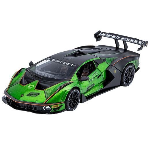 Yixuan Toys 1/24 Lamborghini SVC12 racing alloy sports car model simulation return power sound and light children's metal toy car 1/24 green