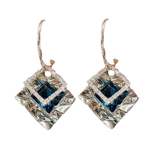 Jiao Xia Sifang Lai Cai Earrings for Women Korean New Fashion Light Luxury Birthday Gift High-end Fashion Earrings Blue Earrings