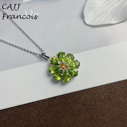 CAJJ Francois 6.0 carat peridot pendant for women, natural colored gemstone, jewelry gem 925 silver inlay, peridot pendant