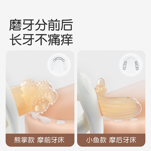 Shixi Little Mushroom Teether Baby Soothing Teething Glue Oral Appetite Period 3-4-6 Months and Over Baby Anti-eating Hand Grinding Silicone Stick Bear Paw Style Moisturizing Front Gums 1 Pack