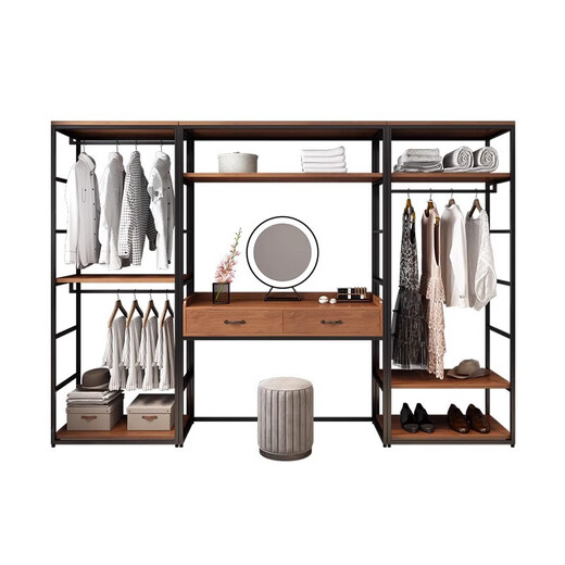Inmaren floor-standing coat rack walk-in wardrobe combination bedroom cloakroom metal coat rack iron hanging clothes rack two-layer rack 60*50*220 including installation