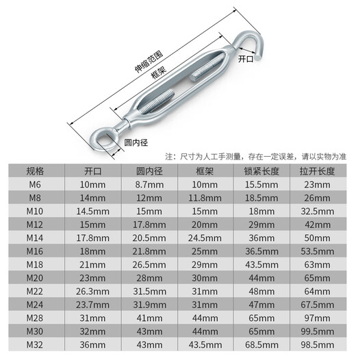 Hanhai Rongke national standard open body flower basket screw tightener wire rope tensioner rope tightener bolt turnbuckle bolt M4-M36 OC type M24 (304) 1 tightening length 531 exhibition 800