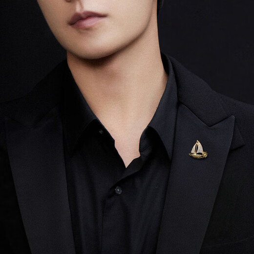 Quamer One-Curprise Brooch's Men's High-end Suquet Pin Pin Business Collar Retro Golden One