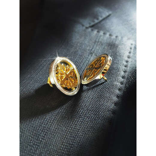 QUAMER gold store high-end men's brooch, light luxury iris collar pin, business suit, suit accessories, iris brooch (1 floating gift box)