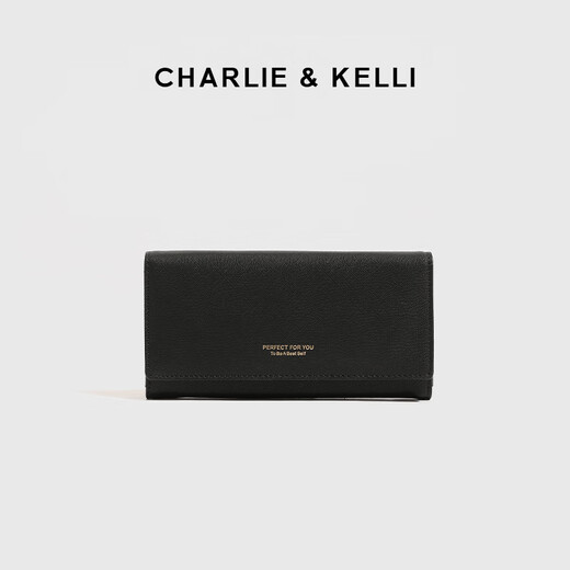 CHARLIE & KELLI长款钱包女士多卡位手拿包卡包零钱包送女友生日礼物包包女 黑色【七夕实用礼物】