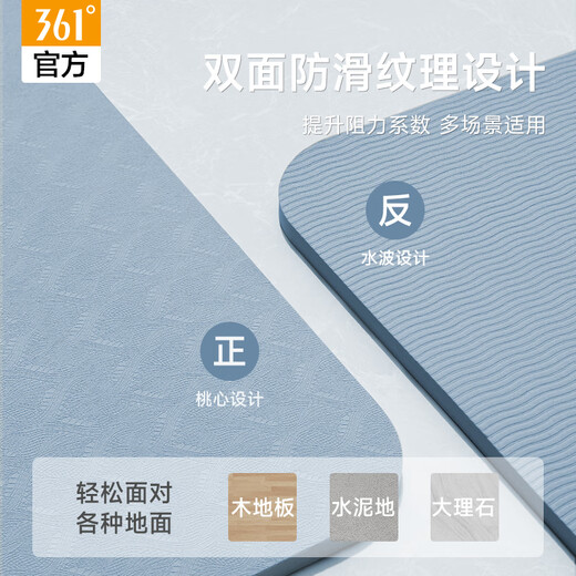 361°TPE瑜伽垫加厚加宽防滑健身垫跳操隔音减震垫子地垫家用2米*1米
