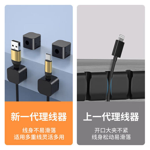 歌阁磁吸数据线固定器电线手机线卡子收纳神器无痕充电线理线器 白色【3个装】强磁开合