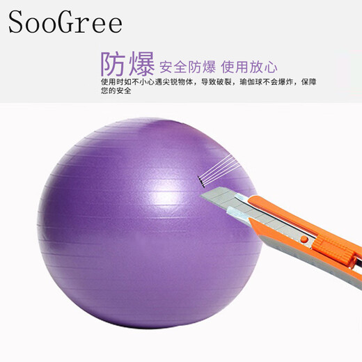 SooGree yoga ball thickened explosion-proof adult fitness sports ball body shaping training Pilates elastic ball balance ball 60cm yoga ball 60cm/155-175cm