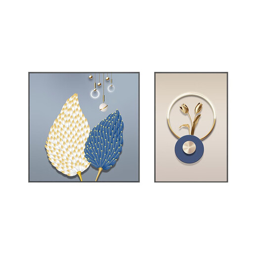 Pintura decorativa del restaurante Nuanju Flower Modern Simple Living Sala Sofá Pintura de pared colgante Nuevo dormitorio Mural T1591 Izquierda 80*80/derecha 60*80cm Film de cristal Marco de metal