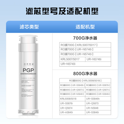 洁净世家适配通用净水器沁园滤芯全套KRL提拉净水机小新小水钻小净灵小白鲸PGP复合CTO碳棒RO反渗透膜 KRL5008/5018【PGP+RO+CTO】