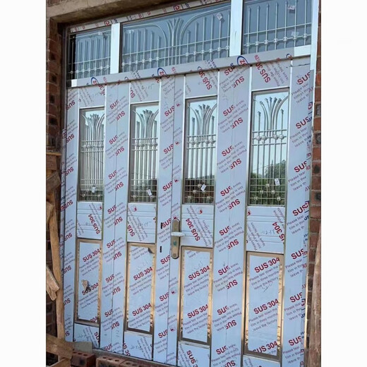 维诺亚304不锈钢门加厚可定制对开喷泉花不锈钢双开门四开子母进户门 860*2050内包内左()