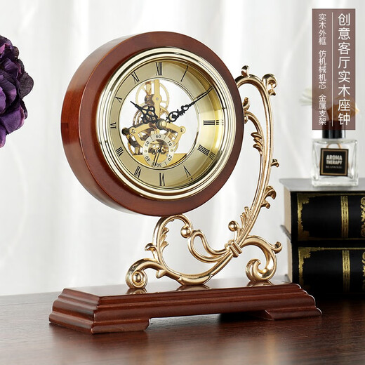 Hanshi (Hense) Living Room Desktop Clock Classical Creative Decoration Quartz Clock Study Desktop Clock Solid Wood Ornament Desk Clock HD216 Solid Wood + Perspective Movement