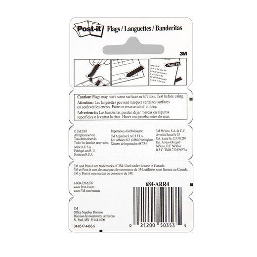 3M 报事贴Post-it 4色 便条纸/报事贴/便签纸/箭头指示标签可书写 3M684-ARR4 684-ARR4 (4色剪头指示标签）