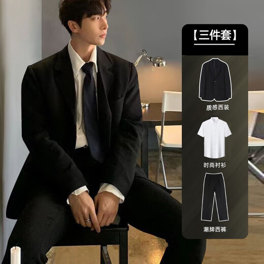 Xinghelai casual suit men's suit handsome college student small suit men and women versatile class uniform jacket DK college style class uniform suit + white long shirt + long trousers + tie 3XL 153-172Jin Jin equals 0.5 kg