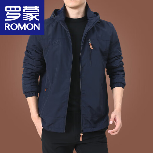 ROMON men's jacket autumn and winter plus velvet jacket men's winter casual clothes men's top middle-aged men's clothing thick 9898 [Black] removable cap - plus velvet without price added XL 180 Specifications (150Jin [Jin equals about 0.5 kg])