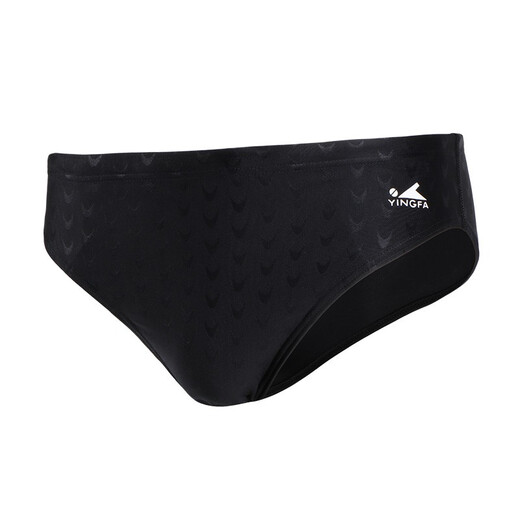 Yingfa men's swimming briefs fish scale pattern low resistance racing swimming trunks quick drying professional competition training swimming trunks men's hot spring black S recommended weight 35-50Jin Jin equals 0.5 kg