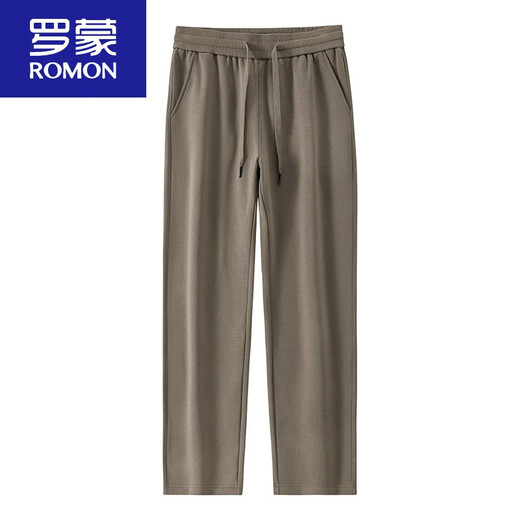 ROMON men's winter fleece pants 430g new thickened straight pants loose sports sweatpants autumn and winter casual pants for men Khaki green L suitable for 140-160Jin Jin equals 0.5 kg