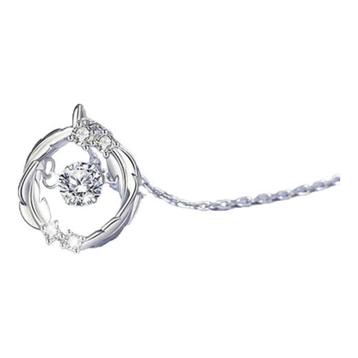 Zhou Zuyin 999 Double Layer Butterfly Necklace Women's Clavicle Chain Four-leaf Clover Pendant 520 Birthday Gift for Wife and Girlfriend White Diamond Feather to Accompany You Necklace + Gift Box