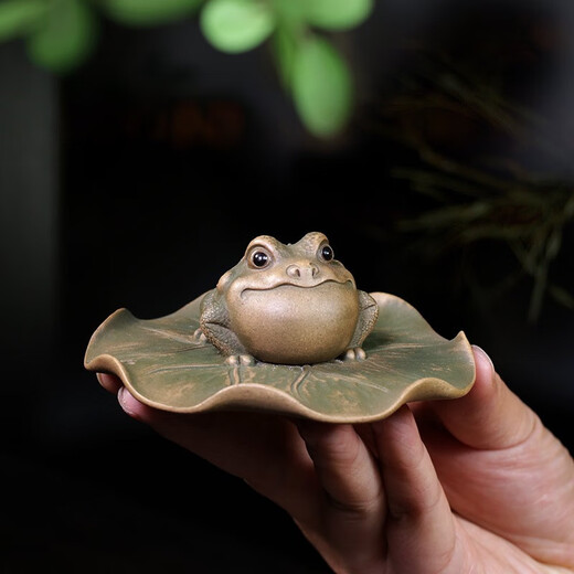 Hidden Pot Tianxia Zisha Tea Pet Ornaments Boutique Can Raise Tea Table Tea Table Ornaments Tea Set Accessories Lotus Leaf Incense Tea Play Golden Toad Cover Set Harmony Produces Wealth