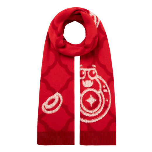 
Siggi pure wool scarf for women in the year of the snake cartoon cute jacquard scarf for new year birthday gift box snake to money Kun