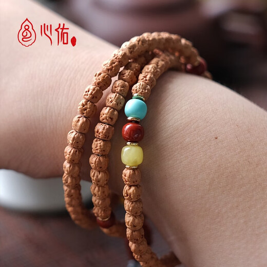 Xinyou beeswax Nanhong turquoise old style barrel beads top beads waist beads traffic light with beads star moon Bodhi text bracelet accessories traffic light 11mm (beeswax + Nanhong + Meiling mine)