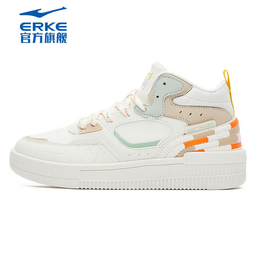 Hongxing Erke Board Schuhe hochtop dicker alleinerer Sportarten kontrastierende Farbe vielseitiger Trend Frauen Spleiß Skateboard Schuhe Street Fashion Casual Schuhe Gummi -Knospen -Weiß/Meer Mutter Grün 1391 35