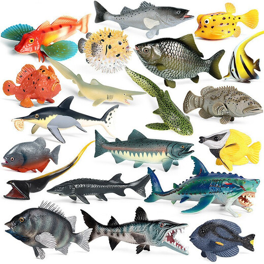 Spielzeugfisch erkennt die gefälschte Fischsimulation von Kindern Ozeanwasser Fischmodell Tierlachs Mann Thunfisch gesalzene Fischqualle M-1151 Krokodil El