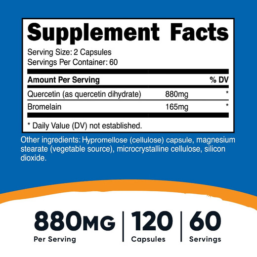 Nutricost Quercetin + Bromelankapseln klare Lungen und nähre Lungen Quercetin High -Inhalt 880 mg aus den USA 880 mg 120 Kapseln importiert