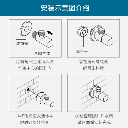 Submarine F301/F302 brass thickened triangle valve eight-character valve ceramic valve core red and blue standard national standard 4-point inlet and outlet water angle valve 1 cold + 1 hot