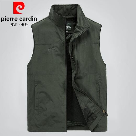 
Pierre cardin men's vest men's spring and summer thin breathable outdoor casual vest vest middle-aged quick-drying jacket men's knitted dark blue 9901 [with inner bag] L