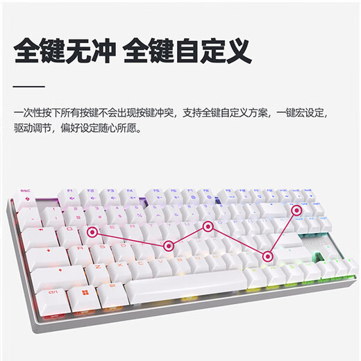 Cherry Cherry MX8.2TKL Wireless Mechanical Keyboard Bluetooth à trois modes de bureau en alliage E-Sports 87 Clé à trois modes de rouge blanc