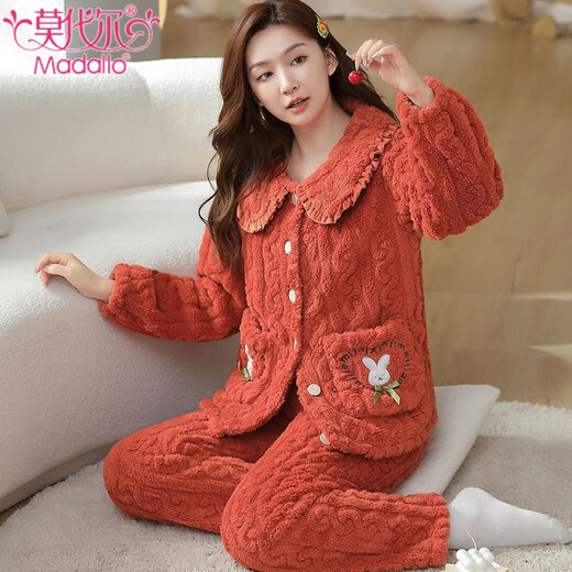 Pajama de invierno modal para mujeres Velvet Coral Velvet Calidez Lapas de terciopelo enhorabuena para mujeres puede usar ropa para el hogar trajes de dos piezas para invierno B683# Deep Purple Rabbit 2xl 140-160Jin [Jin equivale a 0.5 kg]