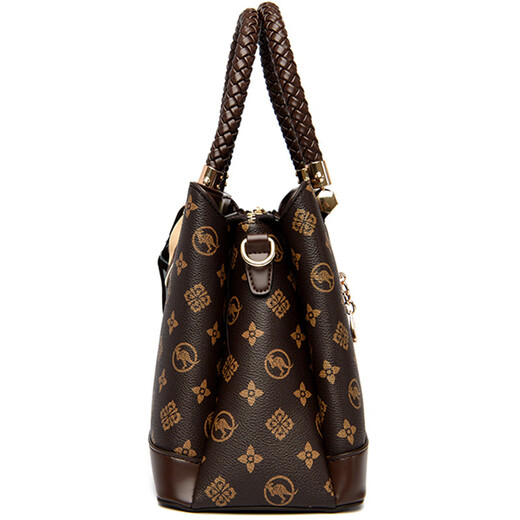 Kangaroo Kara brand genuine leather bag for women 2025 new style stylish handbag for mother on Mother's Day, fashionable middle-aged crossbody bag, brown (gift box + hand bag, card bag and silk scarf)