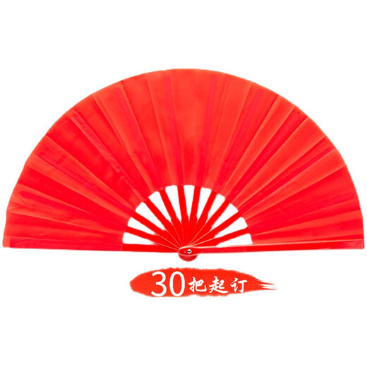 SANBF Tai Chi fan red Kung Fu fan martial arts performance Chinese style double-sided loud fan fitness adult children plastic dance fan encrypted bone plastic 1 foot double-sided red