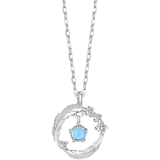 Warme Farben Pure Silver Necklace for Women Light Luxury Simple Feather Design Clavicle Chain Pendant for Women Practical Birthday Gift for Wife Glazed Stone Feather Necklace