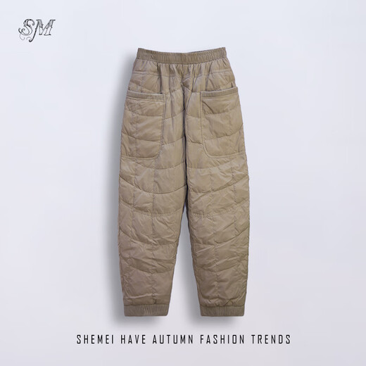 Ducky middle-aged and elderly mother's pants autumn and winter new light and warm down pants, modern, loose, slimming and thickened casual pants, Khaki M (95-115Jin Jin is equal to 0.5 kg)