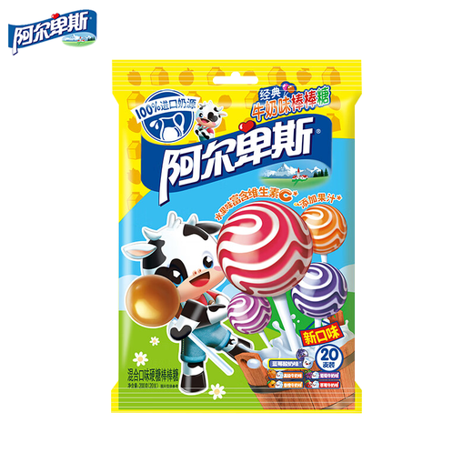 阿尔卑斯（ALPENLIEBE） 阿尔卑斯棒棒糖  果汁棒棒糖硬糖喜糖 五种口味混合20支*3包