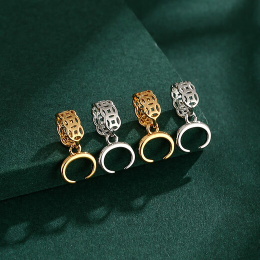 Fat Donglai same style 18K gold buckle head DIY pendant accessories button cow nose buckle horizontal buckle inlaid with jade beads white l gold