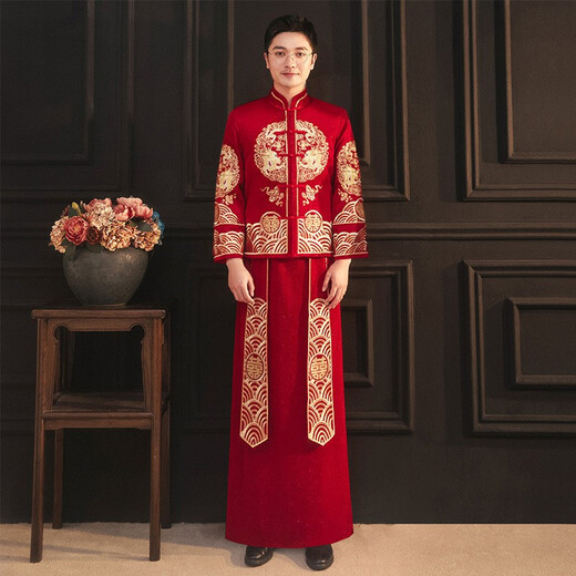 Longmanis XiUhe Kleidung Braut Hochzeitskleid 2025 Neues chinesisches Hochzeitskleid Hochzeitskleid Paar Kleidung Hochzeitskleid 311 Schal plus Diamantstil (nur Frauenkleidung) xl