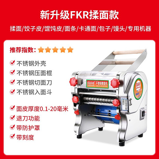 Jingyan Electric Noodle Press Vollautomatischer Edelstahl -Nudelmaschinen Haushalt Haushaltsknödelhaut Handwertige Roll -Nudeln integrierte Maschine Nudel Press 180 Edelstahl Luxustyp + Feingussmesser