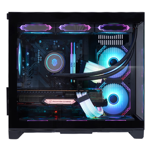 Wanjia Gu Yongzhi Schwarz Keine A-Säule + Prism RGB Sechs Lüfter + Fantasy 360 Wasserkühlung Sea View Room Case Desktop-Computer Hauptgehäuse M-ATX Motherboard/360 Wasserkühlung