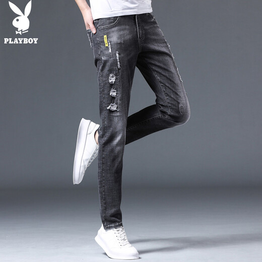 Playboy (Playboy) Straight Hosen Herren Jeans Fashion Mode koreanische Stil Slim Hosen Männer vielseitiger lässige, Solid Color Hosen Herren x-2146HH6636 Black 31