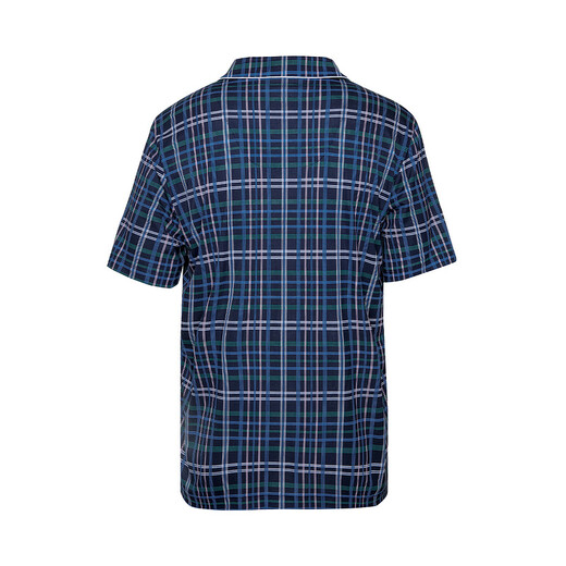
Mr. Aimu [same style in the mall] 22SS indulgent silky plaid men's pajamas home lapel cardigan short-sleeved NS41F684 dark blue plaid YH8 2XL 180