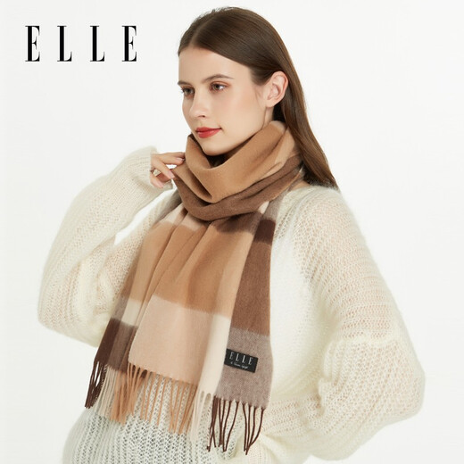 Elle [caja de regalo] Bufanda de lana pura para otoño e invierno para mujeres, chales cálidos para regalos de cumpleaños de madres para ancianos, festival de mitad